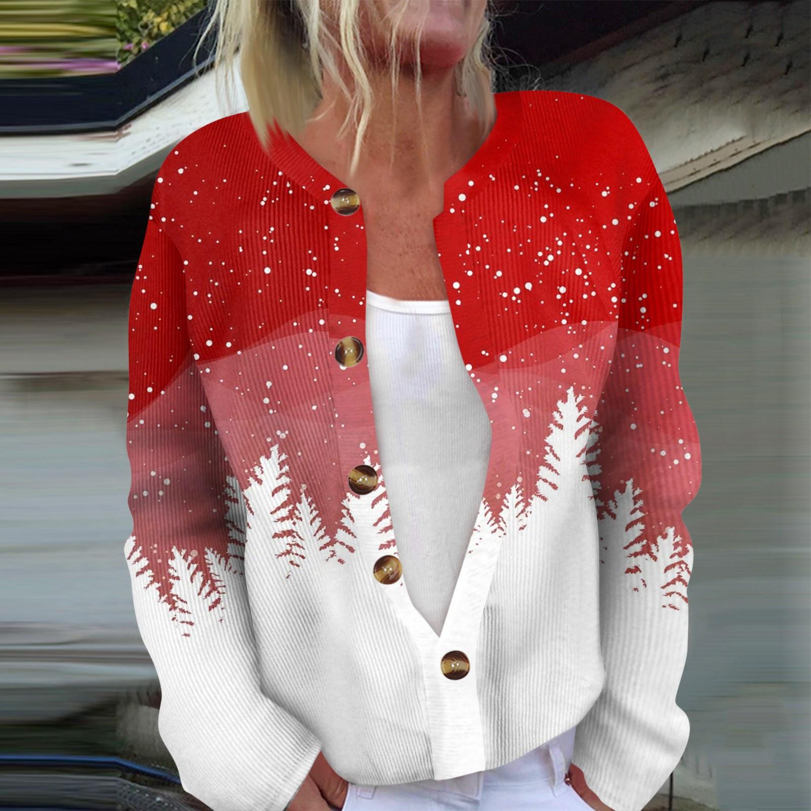 

Жіноча модна різдвяна куртка зі сніговиком і сніжинками з довгим рукавом, кардиган XL