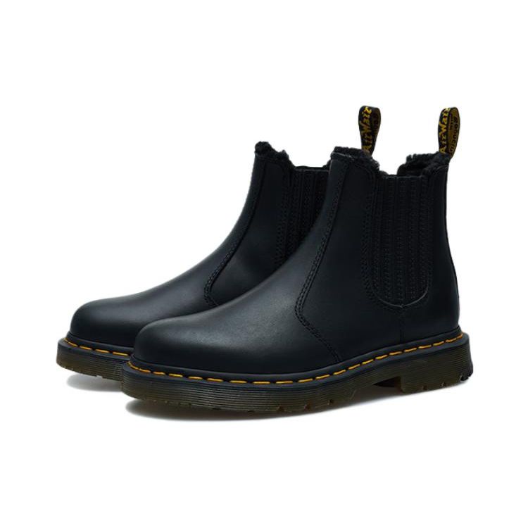 Dr. Martens Leather Slip Resistant Warm Short Chelsea Boots Unisex Boots Black 27829001