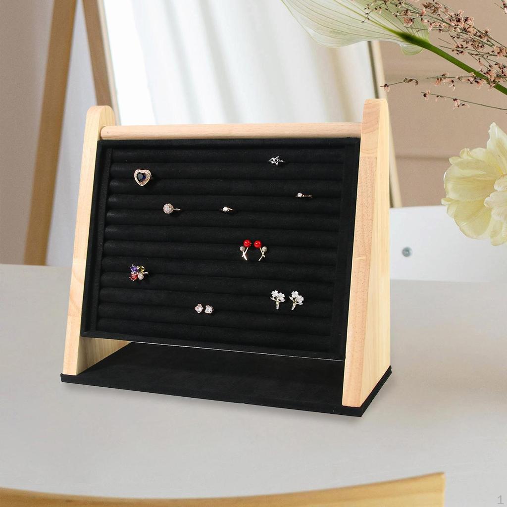 Ring Holder Ear Studs Multi Tiers Wooden Jewelry Organizer Display Rack for