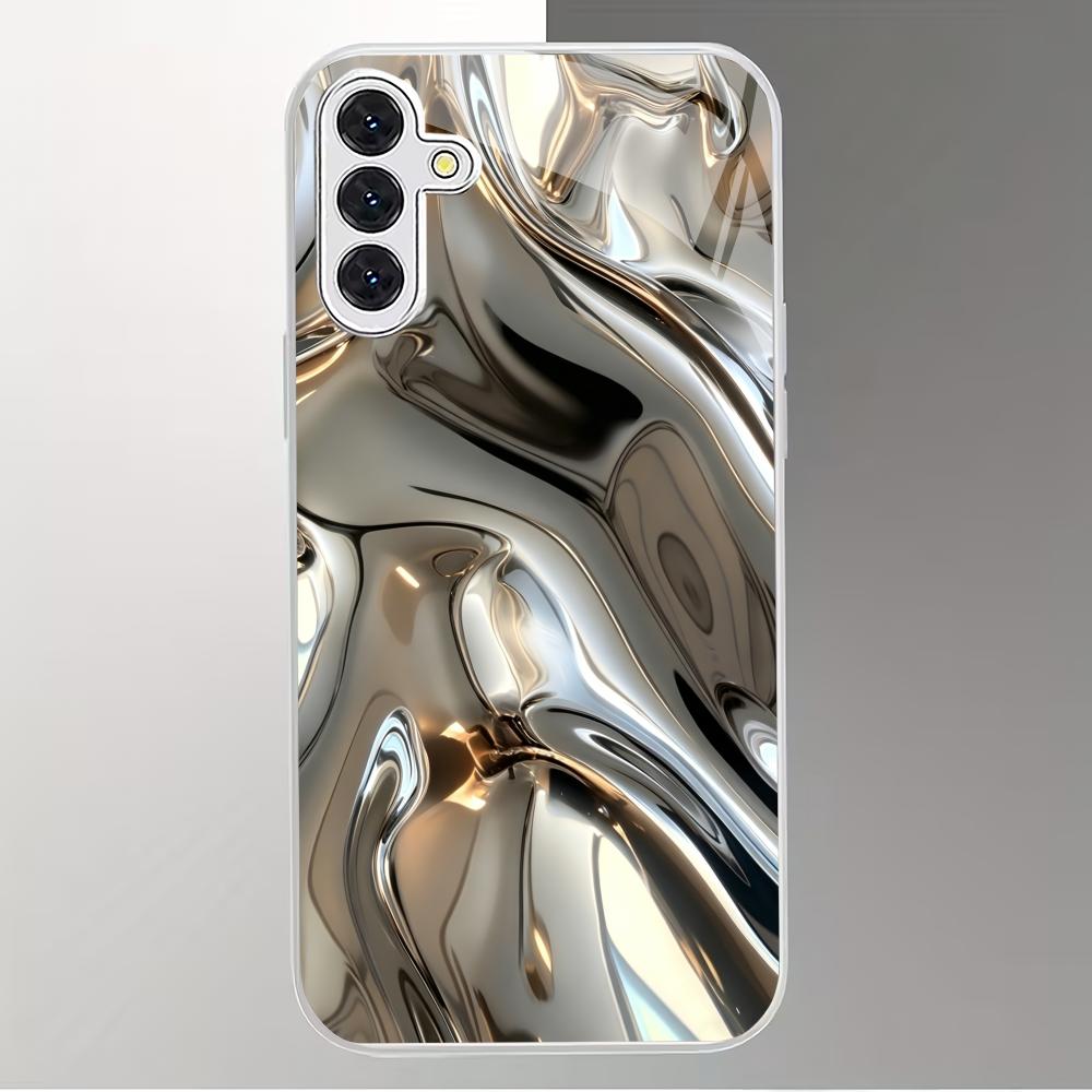 Metal Flow Dynamic Glass Phone Case Suitable for Samsung Galaxy S26 S25 S24 S23 S22 S20 FE/Ultra/Plus Anti Drop Back Cover