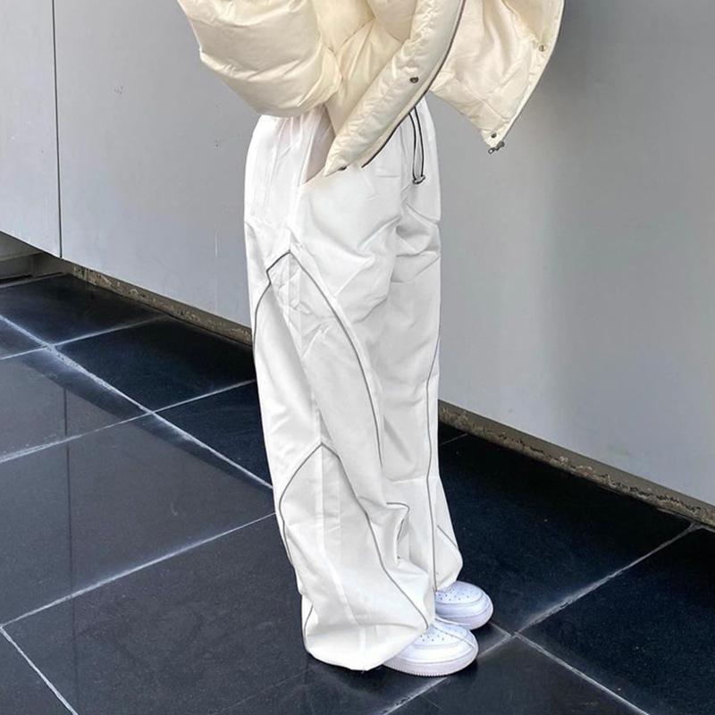Lose High Waist Tech Baggy Jogginghose Streetwear Jogger Damen Hose mit weitem Bein Casual Basic Punk Hose