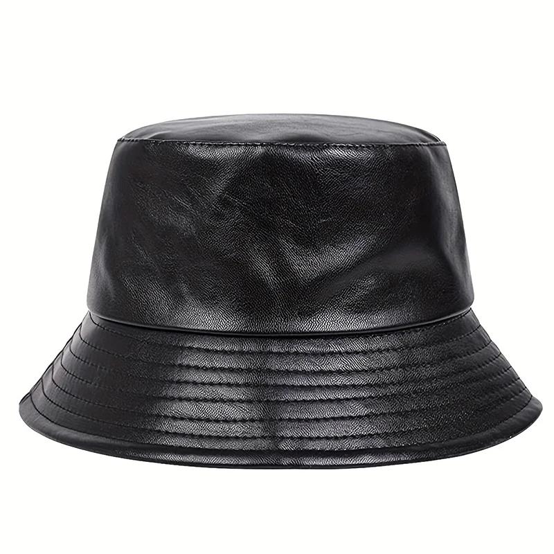 Unisex Kapelusz Bucket Hat z Skórzaną Metką Brooklyn Kapelusz Rybacki ze Skóry PU Kapelusz Outdoorowy Podróżny Kapelusze Przeciwsłoneczne dla Mężczyzn Kobiet Kapelusze Bucket Hat