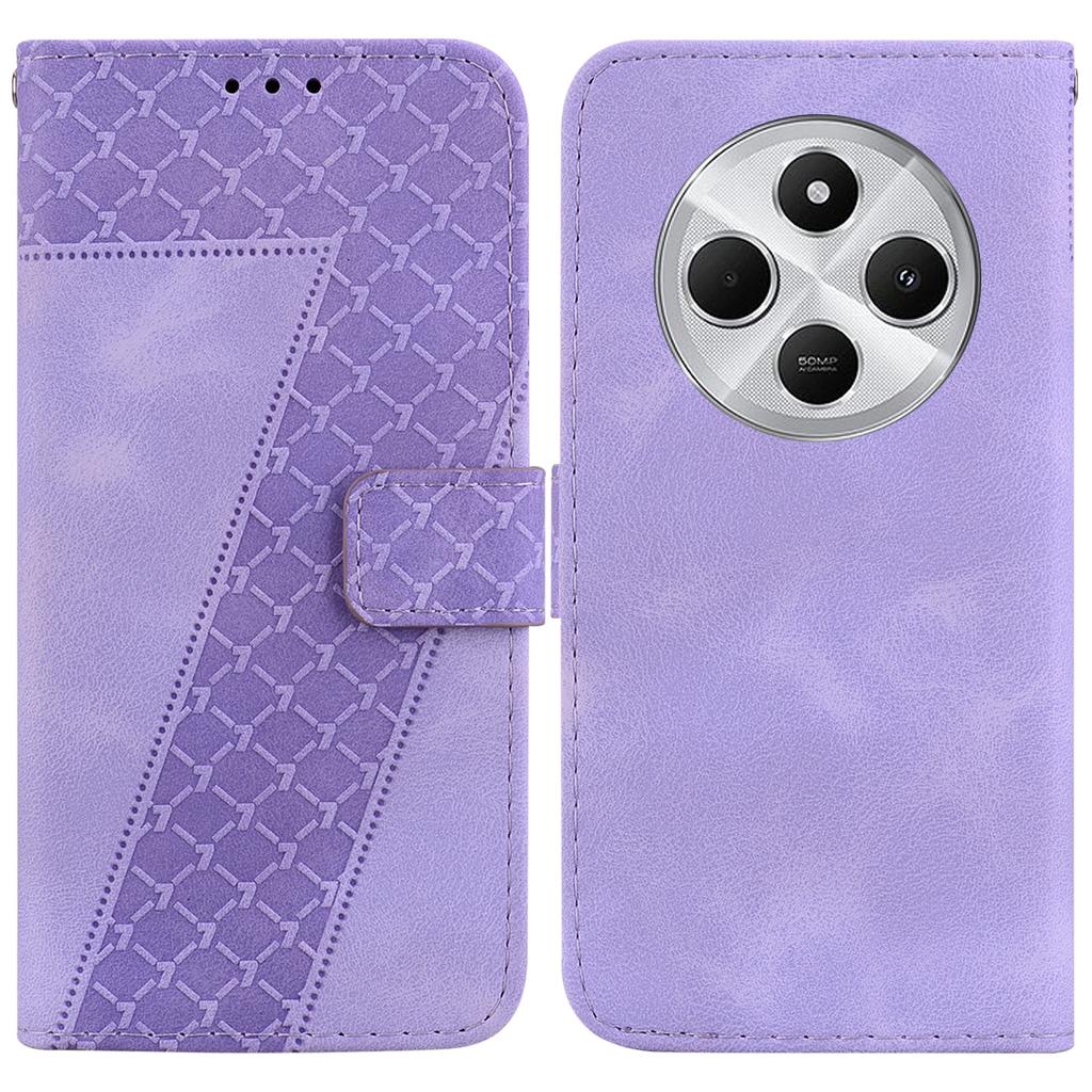 For Xiaomi Poco C75 4G/Redmi 14R 5G/14C 4G Stand Case 7-Shaped Pattern Imprint Leather Phone Cover