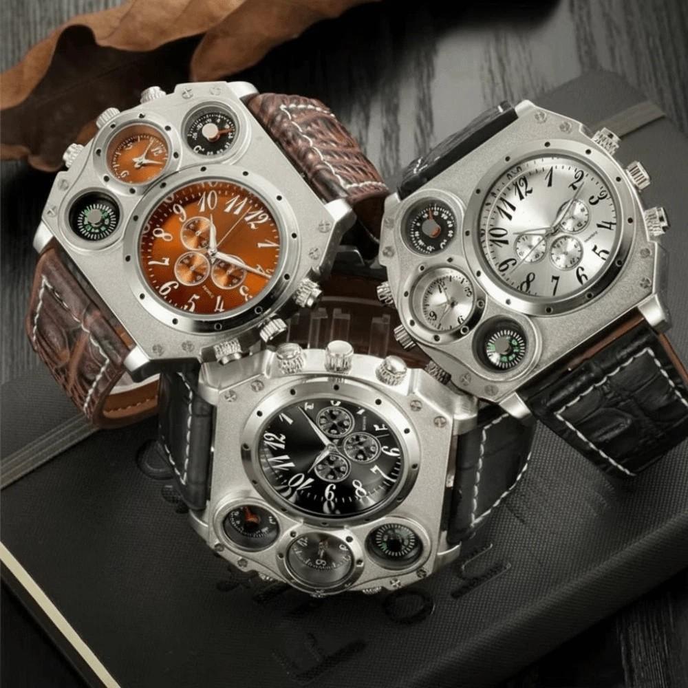 Large Dial Big Face Watches Leather Strap Men's Watch Top Brand Quartz Watch  Luxury Style