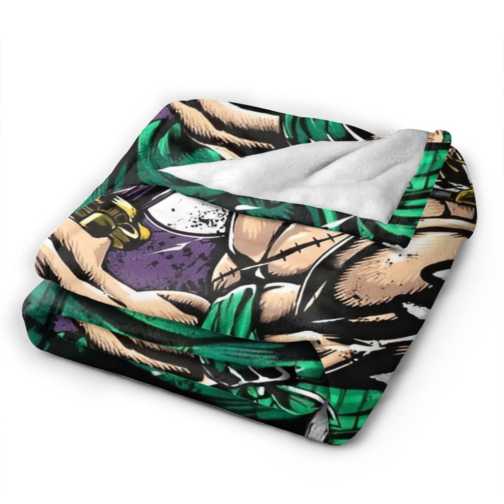 Luffy Roronoa Zoro Blanket Anime Wool Novelty Warm Throw Blankets for Home Restaurant Autumn/Winter,