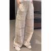 Women's High Waist Wide Leg Pants Straight Cut Hollow Lace Loose Casual Summer Trousers
