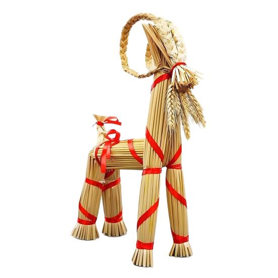 Ornamente de Paie de Crăciun 16,1 inci Înălțime Capră Suedeză Țesută din Paie Decorațiune Yule Tradiție Cadou pentru Casă Petrecere de Ziua de Naștere Decor Exterior Interior