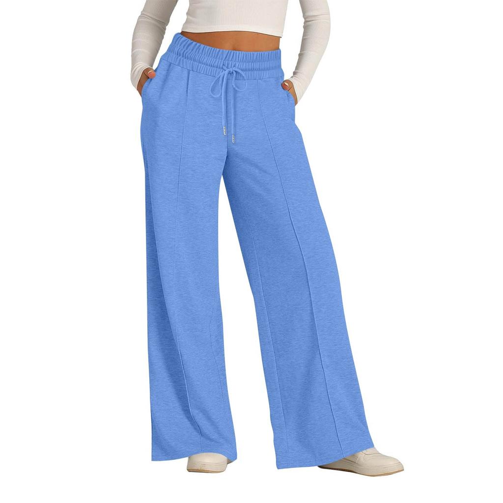 Women's Pants Fashion Casual Pants Solid Color Drawstring High Waist Pants With Pockets