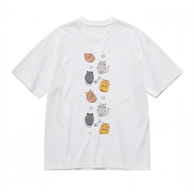 Herren Bequemes Klassisches T-Shirt Cartoon Katzen in Braun Grau Schwarz Orange Grafik-T-Shirt