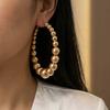 Exaggerated Metal CCB Round Ball Beads Hoop Earrings for Women Fashion Silver Color Large Circle Geometric Earrings Jewelry Gift