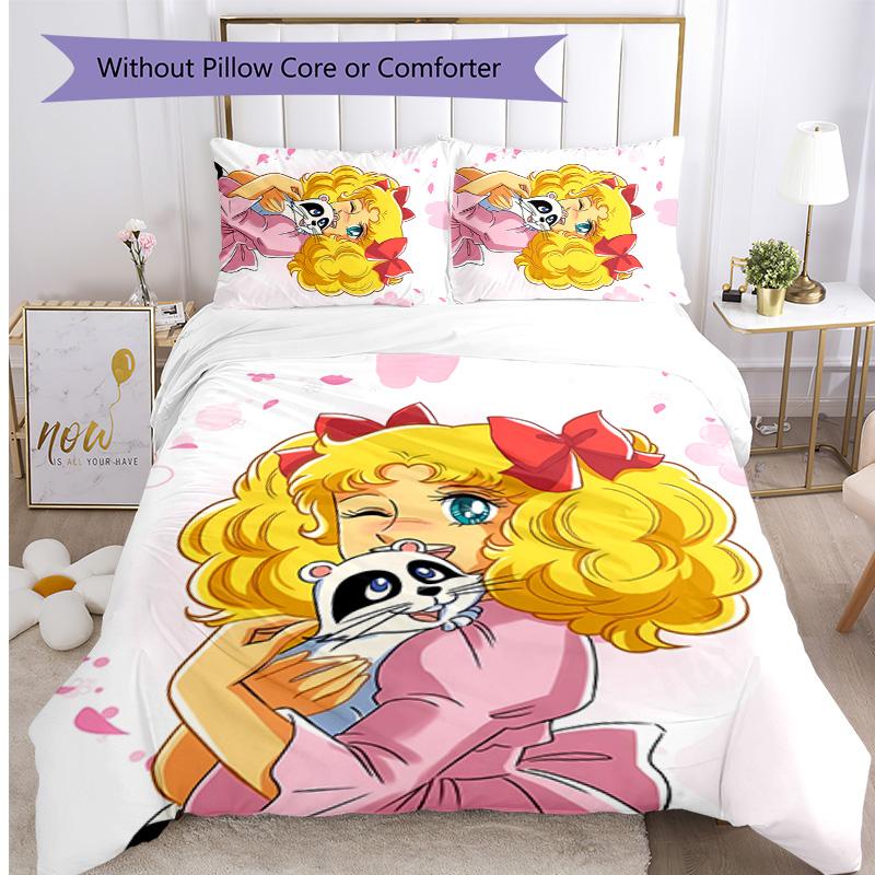 Candy Candy Beddengoed Set 3 Delen Zacht Ademend Dekbedovertrek Kussenslopen Set Wasbaar Slaapkamer Decoratie Huiscadeau