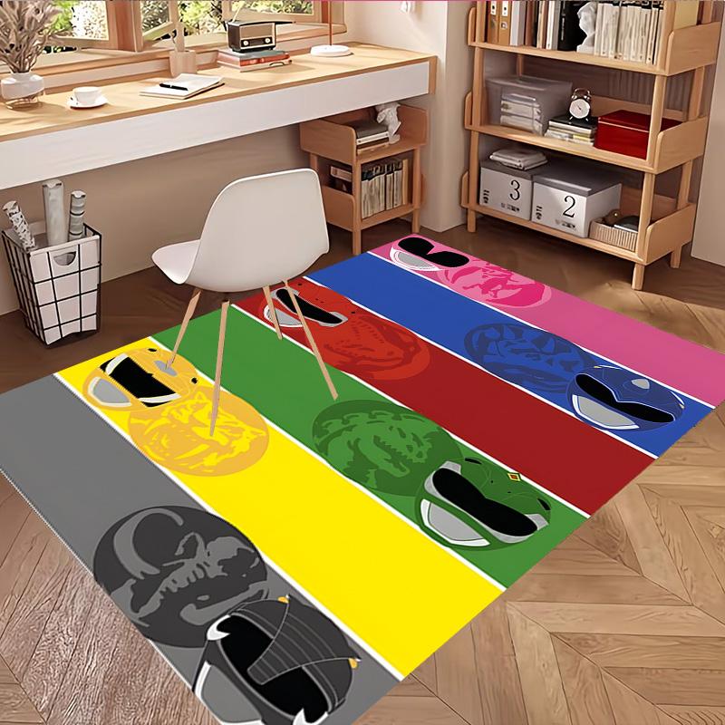 Mighty Morphin Power Rangers Print Rug, Washable Floor Carpet, For Entryway Dorm Laundry Room Office Study, Home Decor Birthday Christmas Gift