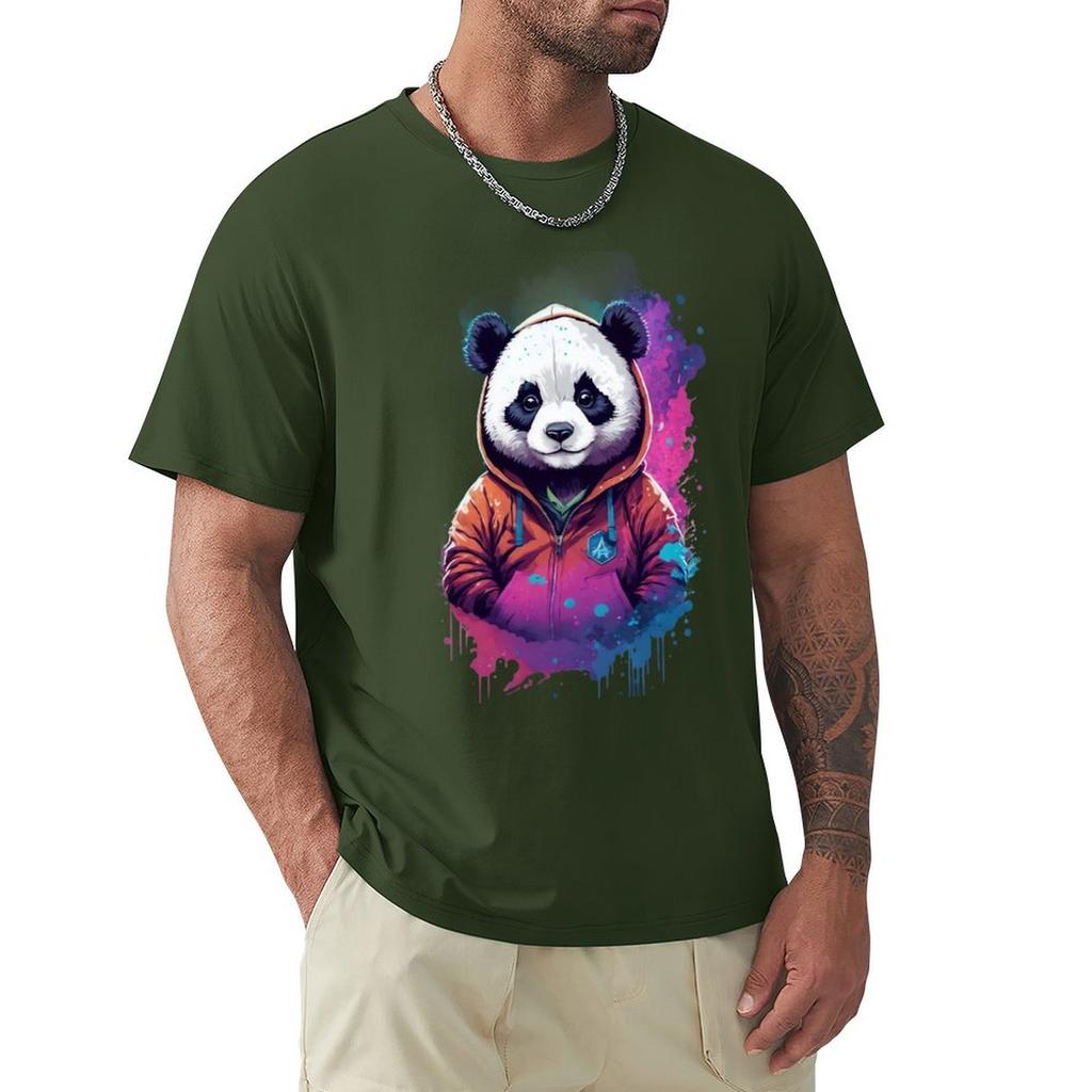 Panda in a Hoodie - Nebula T-Shirt plus sizes plus size tops men graphic t shirts