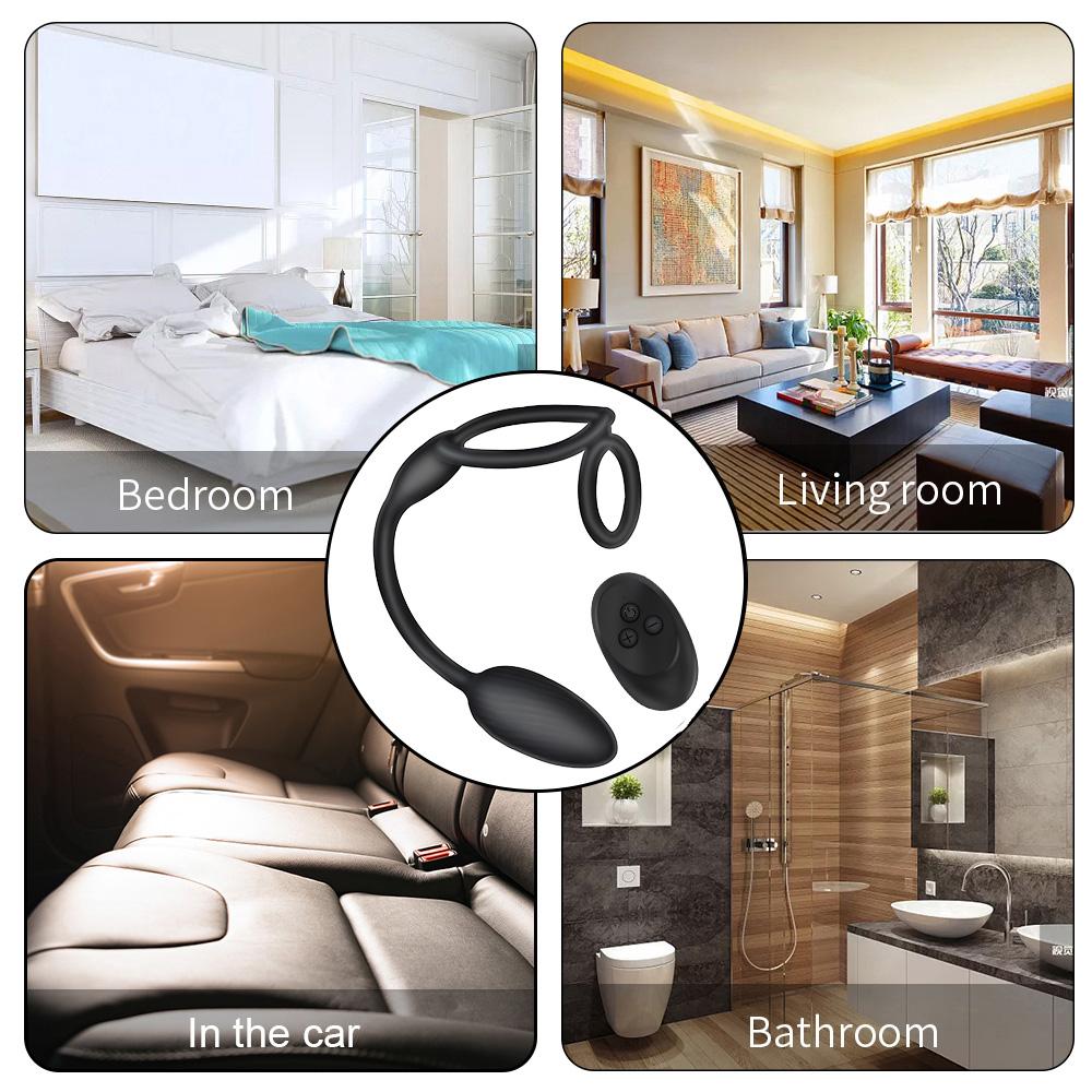 10 režimů Anální vibrátor Masážní přístroj prostaty Oddálení ejakulace Sexuální hračky pro muže Produkty pro páry pro dospělé Bezdrátový dálkový prsten na penis Dvojitý erekční prsten