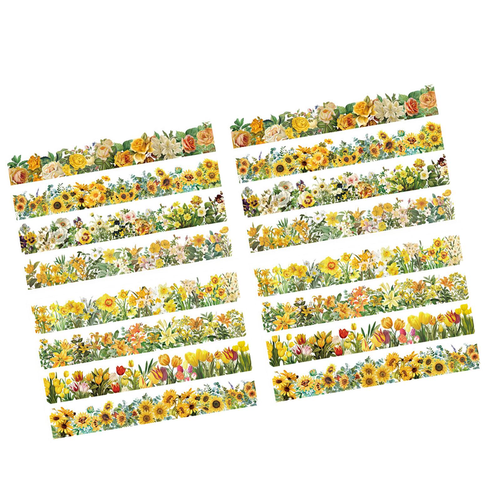 

4 Sheet Natural Flower Stickers for Scrapbook Journaling Photo Albums Notebooks Envelopes DIY Craft Daily Planner Yellow