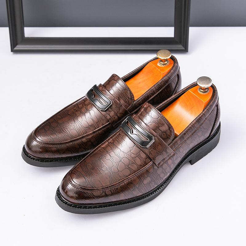 Men's Loafers Large Size New Men's Business Dress Shoes Trend One-pedal Small Leather Shoes