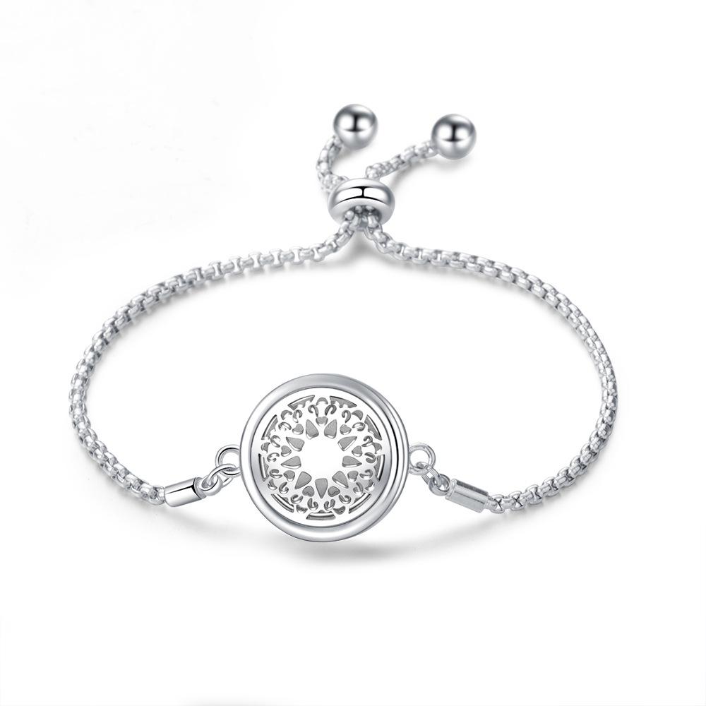 Edelstahl Lebensbaum Aromatherapie Armband - Verstellbar, Öffnungsbares Magnetdesign für ätherische Öle