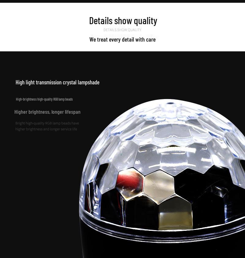 Bluetooth Music Stand with USB 5V: Seven-Color Rotating Sound-Controlled Magic Ball Stage Light