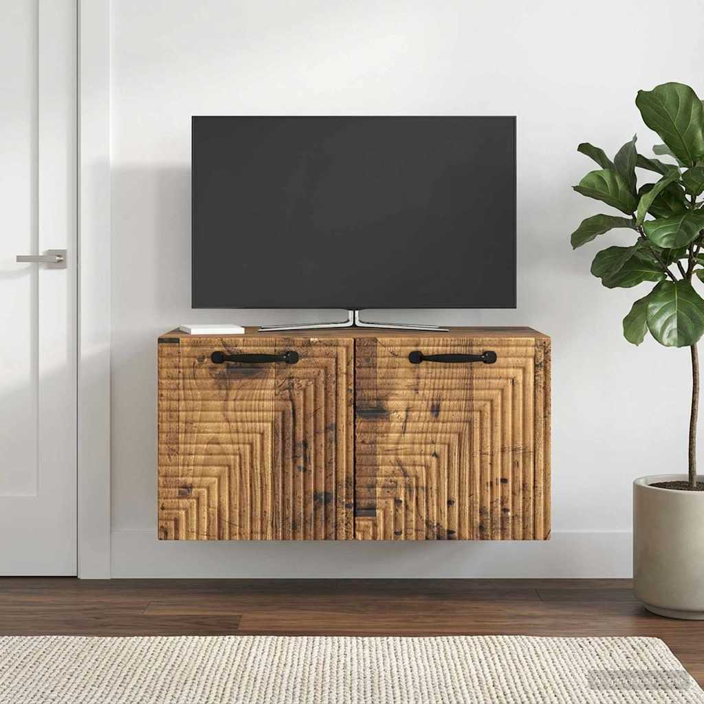 Wall Mounted TV Cabinet Reclaimed Wood Look 59.5 X 31 X 30 Cm