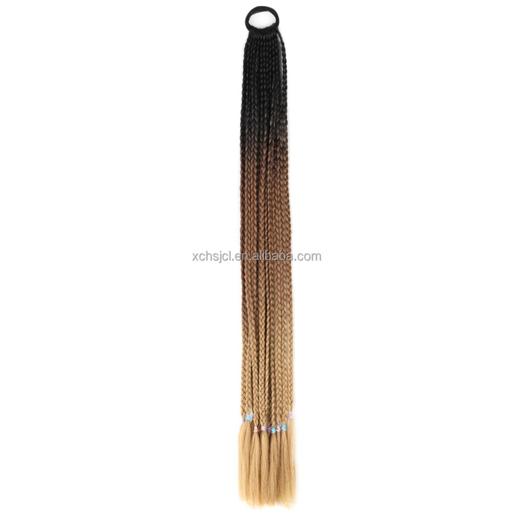 Ponytail With Hair Rubber Bands Long Box Crochet Synthetic Hair Piece Ombre Braiding Hair Extensions Braid