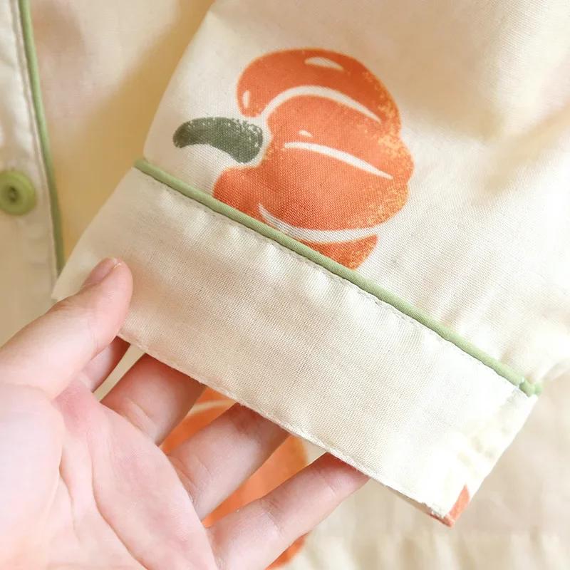 Spring/Summer  New Women's 100% Cotton Gauze Thin Long Sleeve Pants Two Piece Cardigan Homewear Set Sleepwear Pijama