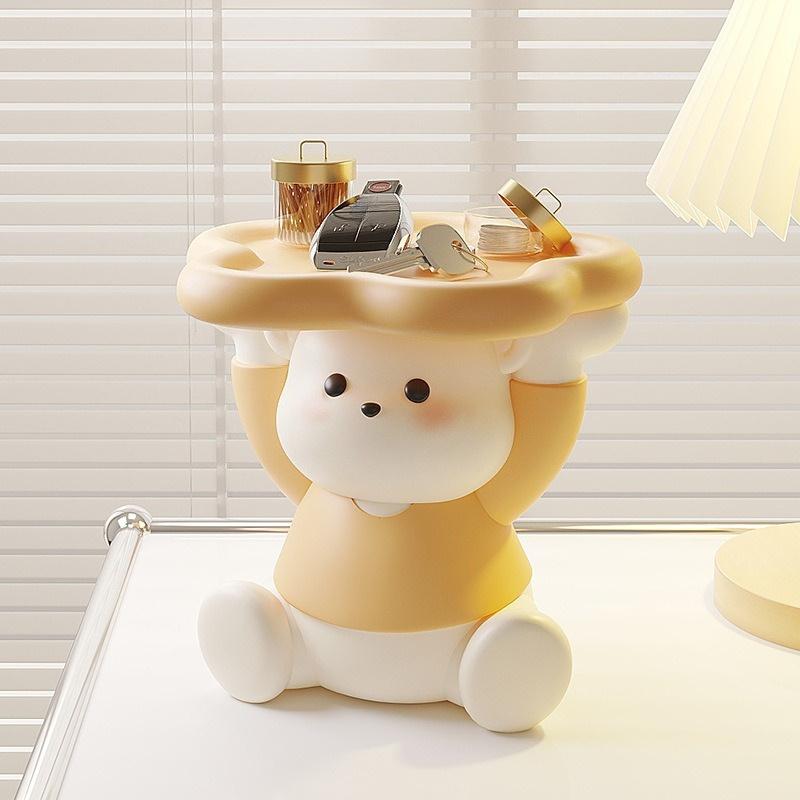 1pc Cute Bear Figurine with Tray,Resin Decorative Storage for Keys,Coins,Small Items, Abstract Design, , Perfect for Living Room, Bedroom, Office