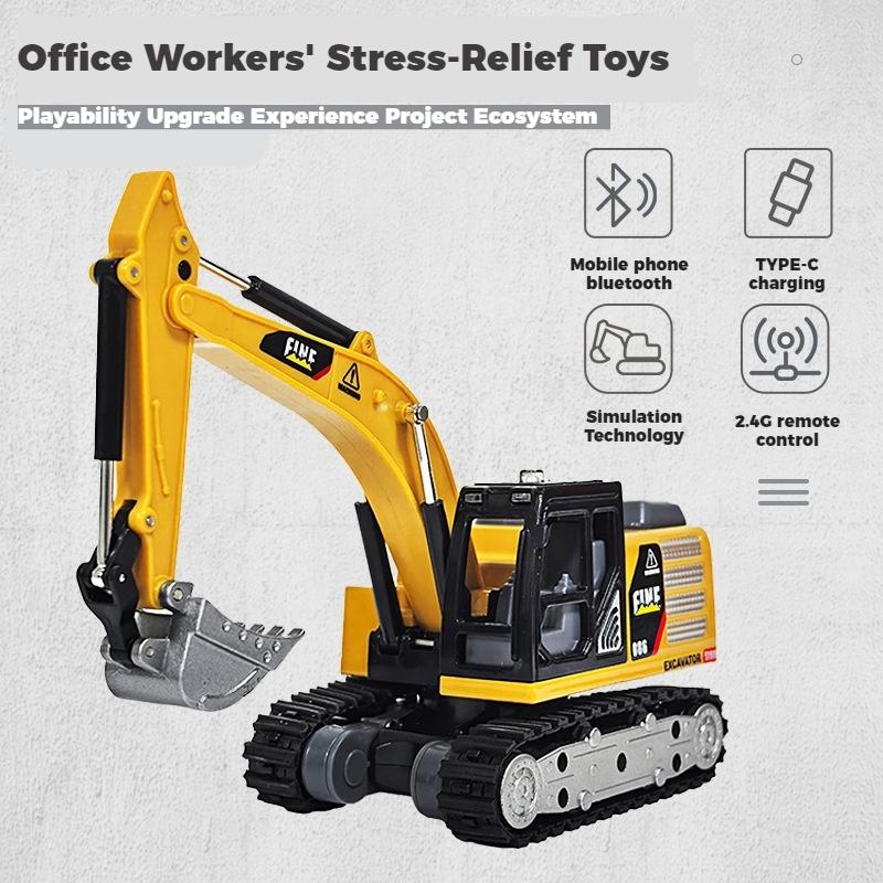 New Desktop Remote Control Engineering Car 1:64 Simulation Mini Excavator Alloy Semi-Scale Remote Control Car