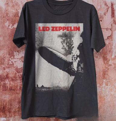 Unisex Shirt Cotton Oversize Large Size Led Zeppelin Album Rock Unisex Black T-Shirt