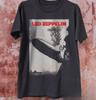 Unisex Shirt Cotton Oversize Large Size Led Zeppelin Album Rock Unisex Black T-Shirt