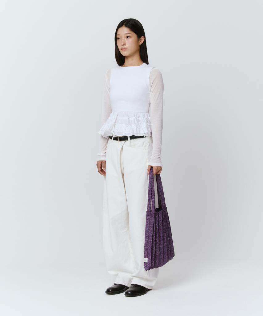 Pleatsmama New Shoulder Bag Glitter Deep Purple
