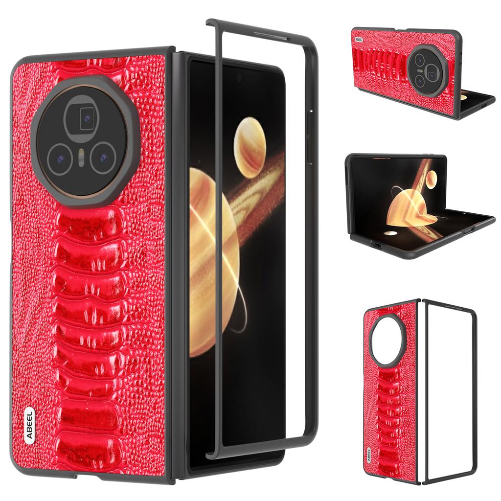 For Honor Magic V3 5G Case Genuine Cow Leather Coated Hard PC Phone Cover