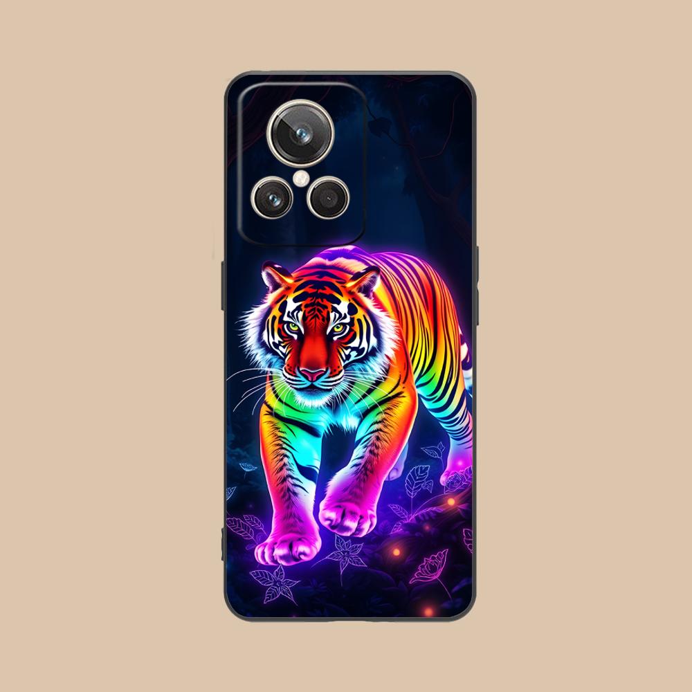 

Tiger Neon Mobile Cell Phone Case for Realme GT 8 Neo Pro C75 73 71 C67 65 C55 53 C35 31 C20 15 Colorful Printing Cover Cover realme GT8