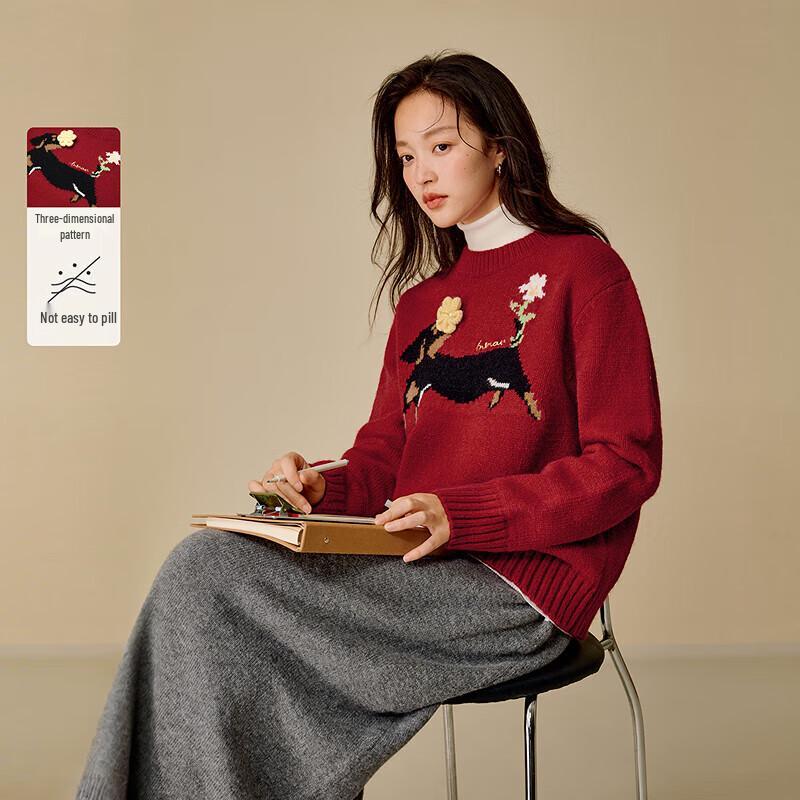 

INMAN 2025 Зимний Женский Милый Свитер с 3D Цветочным Узором и Круглым Вырезом S