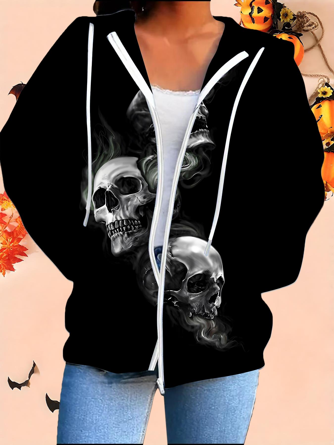 

Хэллоуин Кардиган с капюшоном 3D-принт Большой размер Осень Зима Ретро 1XL чёрный