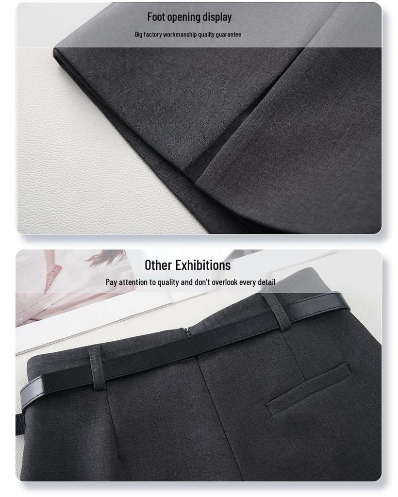 Gray High Waist A-line Midi Skirt: Women's Spring/Autumn 2025 Slimming Temperament Skirt