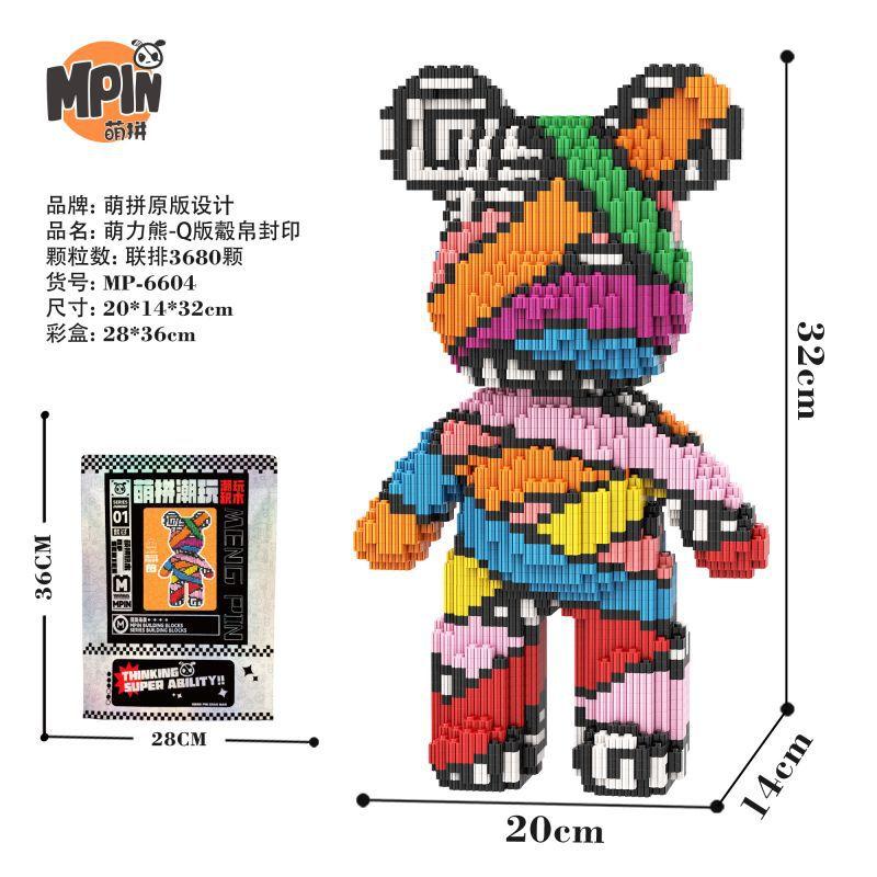 Colorful Bear Mini Brick Half Anatomy Fluid Art Bear Ornament Educational Building Block DIY Assembly Brick for Home Decoration