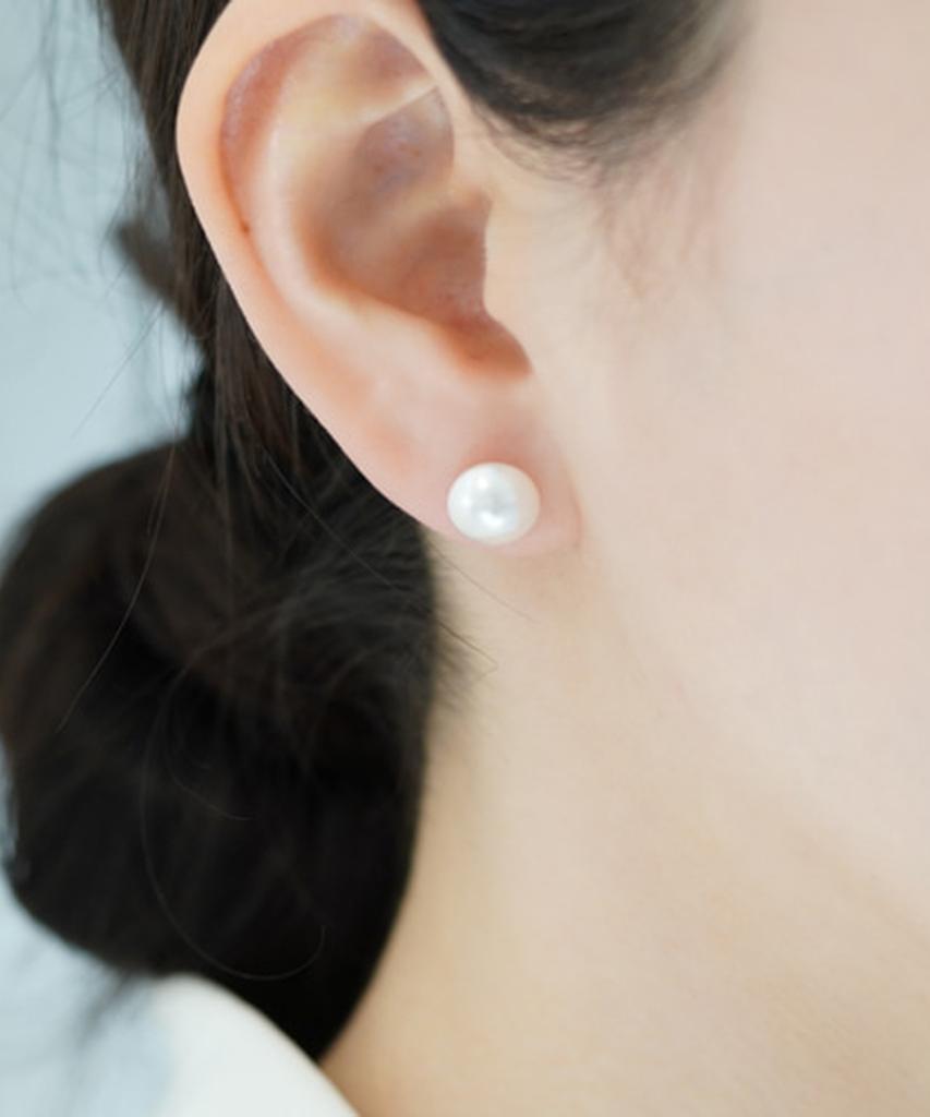Alleun Swarovski Pearl Convex Earrings Silver 925 8Mm 10Mm
