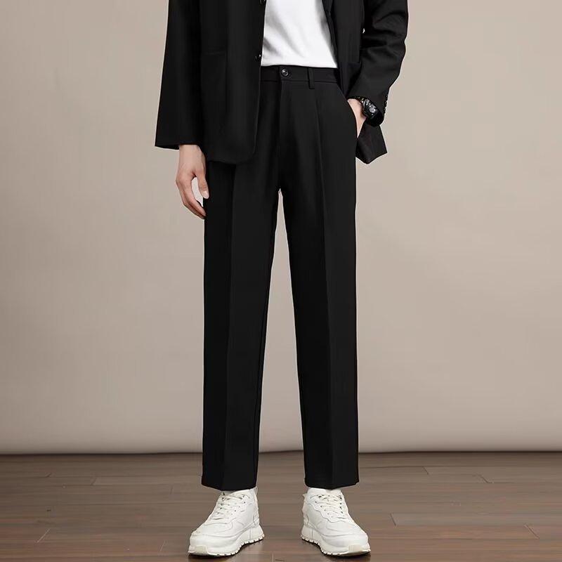 Versatile Ins Business Nine-point Small Trousers Men's Summer Loose Straight Wide-leg Trousers Thin Pants Drape Suit Trousers
