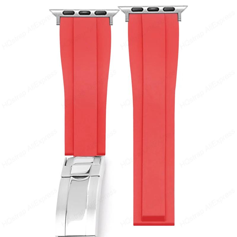 

Luxury Silicone Watch Band for Apple Watch 44mm 40mm 45mm 41mm Strap for Iwatch 7 8 6 SE 5 4 3 42mm 38mm Bracelet Accessories 38mm 40mm 41mm&no logo красный