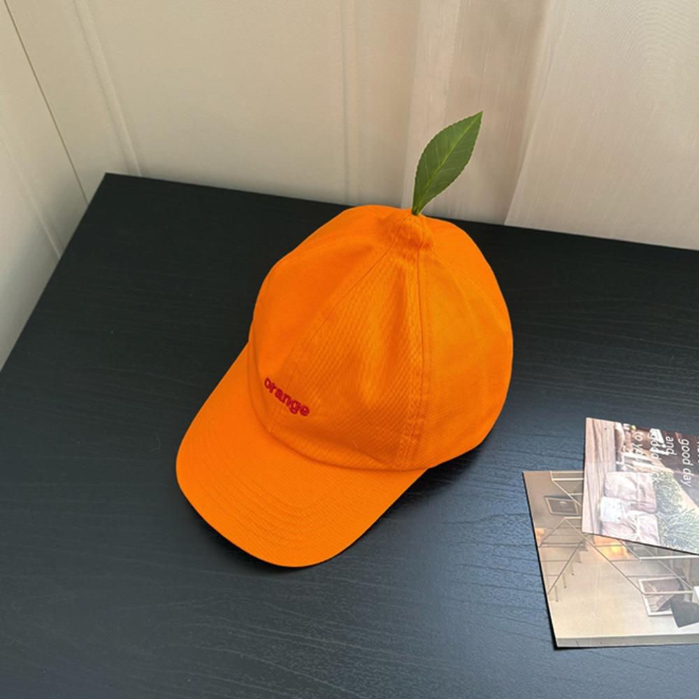 Cotton Embroidered Letter Hat Peaked Creative Orange Cap Versatile Orange Baseball Cap  Street