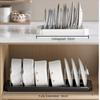Adjustable Expandable Dish Rack Multi-Functional Space-Saving Expandable Pans Organizer Rack Stainless Steel Cabinet Pan Rack