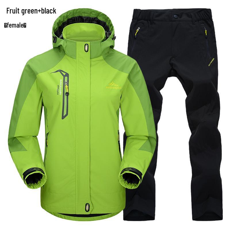 Outdoor Windbreaker Pants and Jacket Set for Men and Women - Windproof, Waterproof, Ideal for Spring/Autumn Hiking