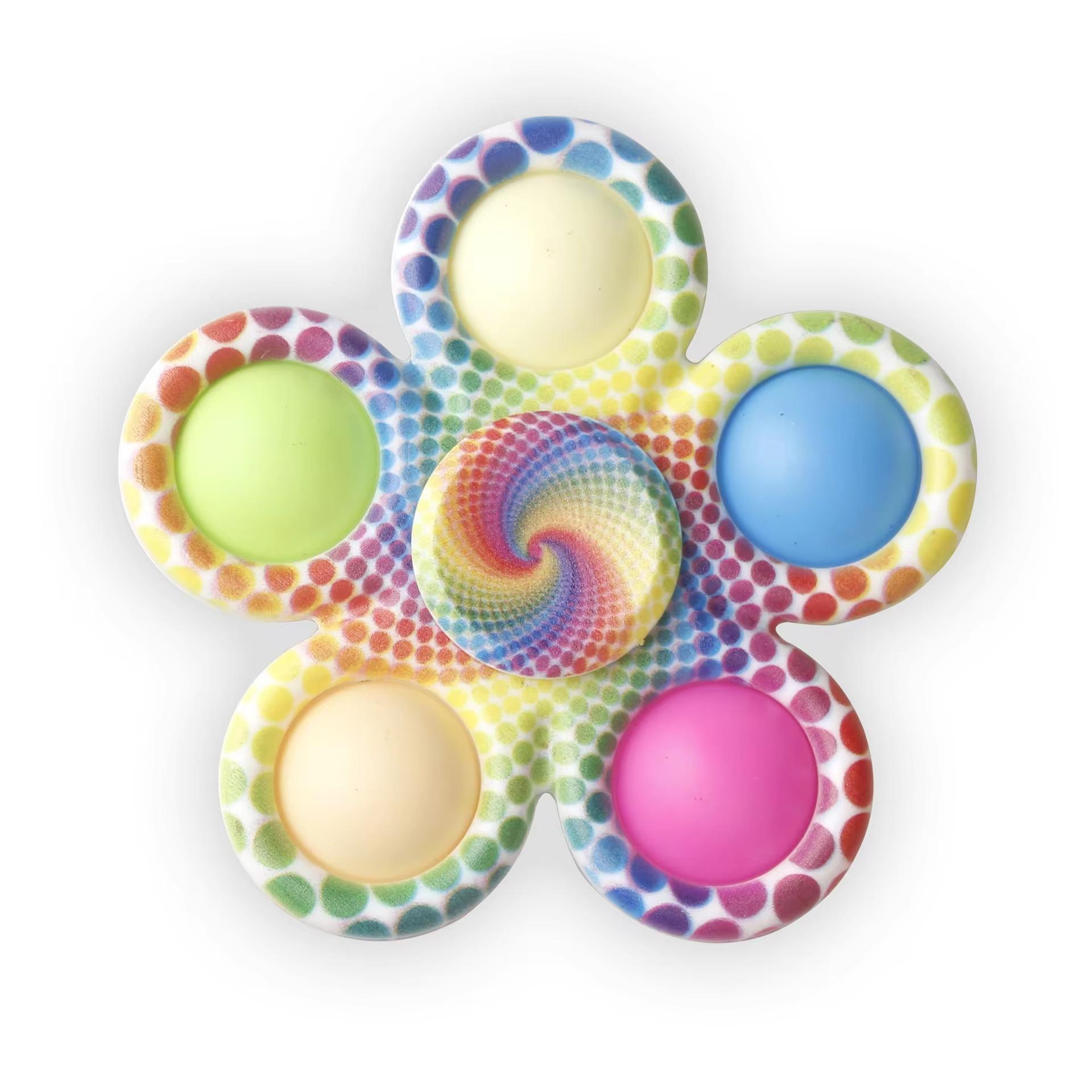 

Fidget Spinner Sensory Pops Finger Playthings Tie Dye Easy To Use Push Bubble Hand Spinner Designed For ADHD Autism Anxiety Stress Relief Gifs