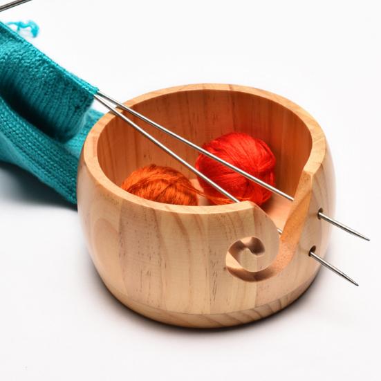 Ciotola per filati personalizzata per uncinetto Porta-uncinetto in legno personalizzato con coperchio Organizzatore multifunzionale per riporre oggetti artigianali Regali fatti a mano per