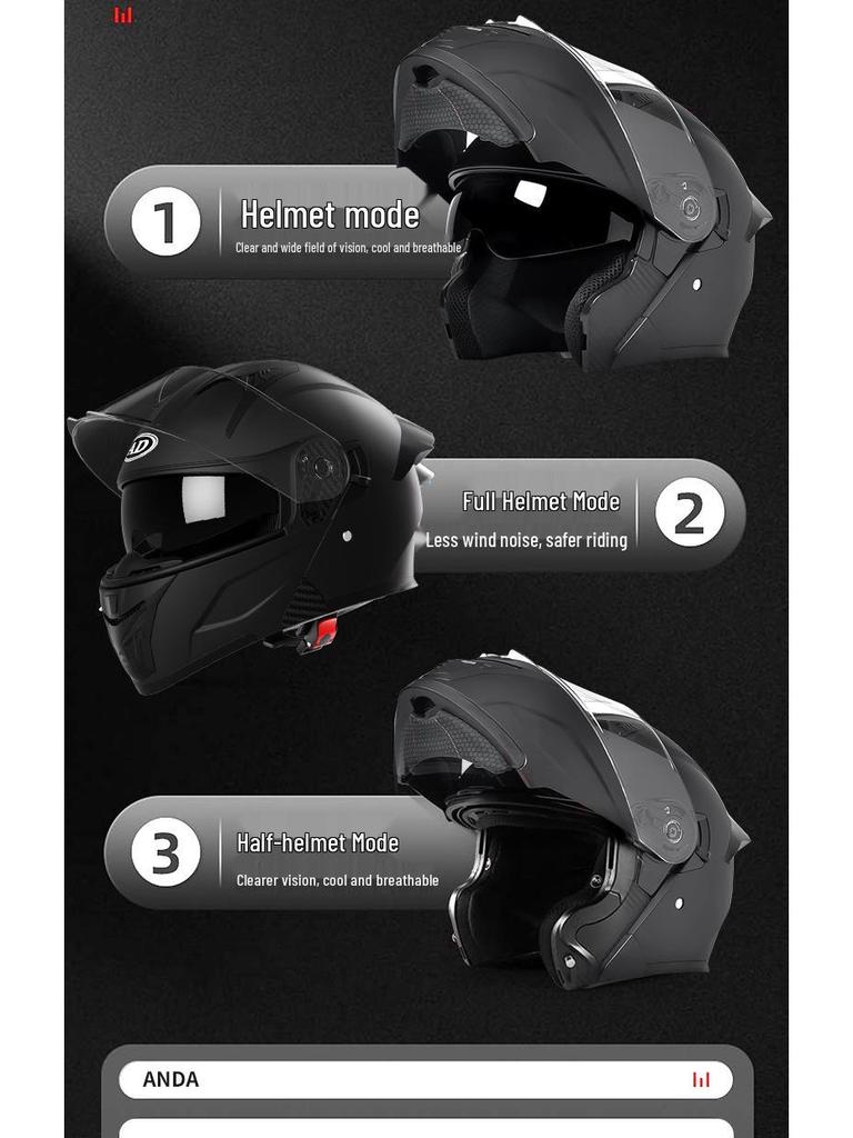 Smart Motorcycle Helmet with Flip-up Taillight for All-Season Off-road Riding