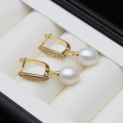 New Real Pearl 925 Sterling Silver Drop Earrings For Women Fashion Zircon Dangle Earrings Natural Freshwater Pearl Jewelry Hot