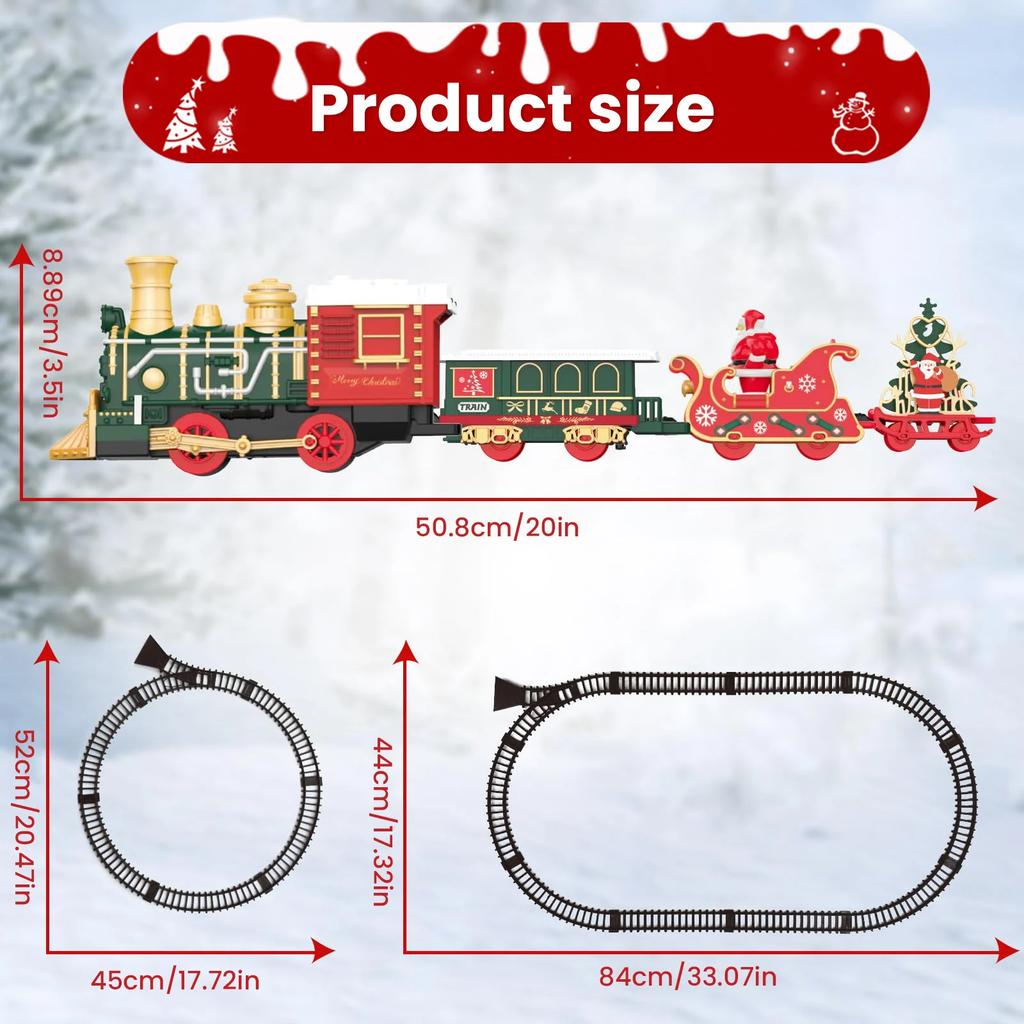 Christmas Electric Track Train Set Children Toy Railway Trains Cargo Car Model with Sounds Lights Kids New Year Xmas Gifts Decor