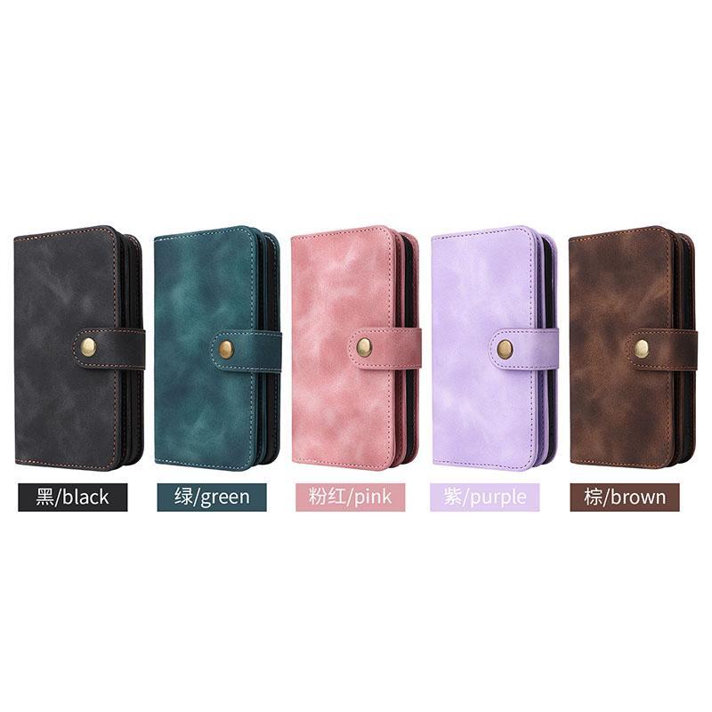 Wallet Leather Zipper Purse Multi Card Slots Crossbody Lanyard Bag Case for iPhone 15 14 Plus 12 13 11 Pro Max for Samsung S23 S22 S21 S20 Ultra Plus