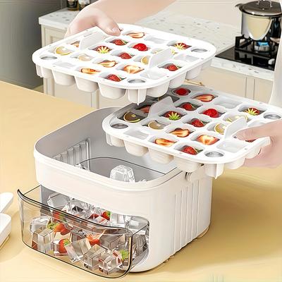 1 Double-layer Ice Cube Mold, Large-capacity Press-type Manual Refrigerator Ice Box, Quick Freezing In the Refrigerator