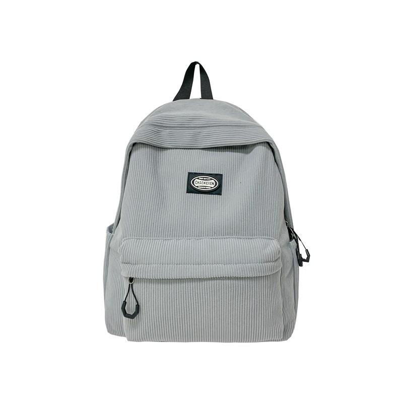 Zaino in velluto a coste da studentessa a tinta unita